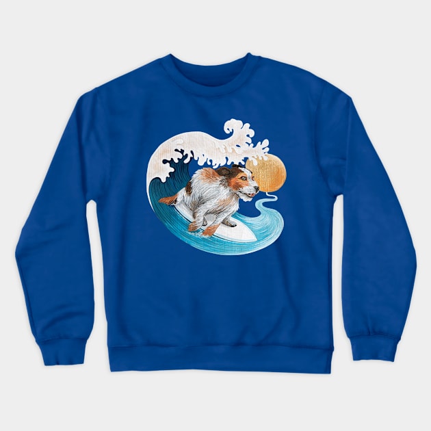 Surfing Dog Crewneck Sweatshirt by ruta13art